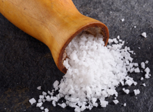 Close up photo of coarse sea salt.